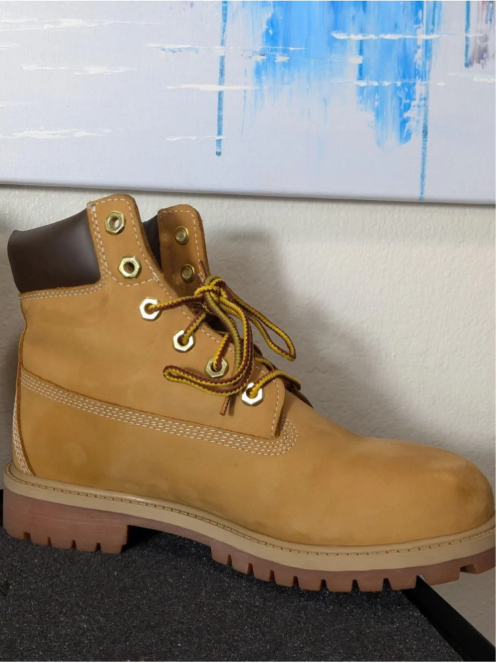 Timberland Nubuck Ankle Boots Kids Size 5M Beige Combat Work TB112909713